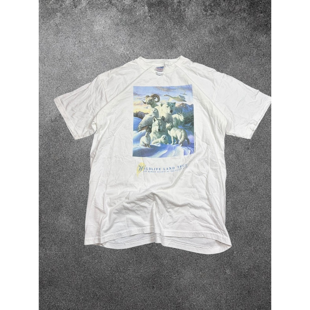 Vintage 2005 Wildlife Land Trust Humane Society Graphic T-Shirt White Large